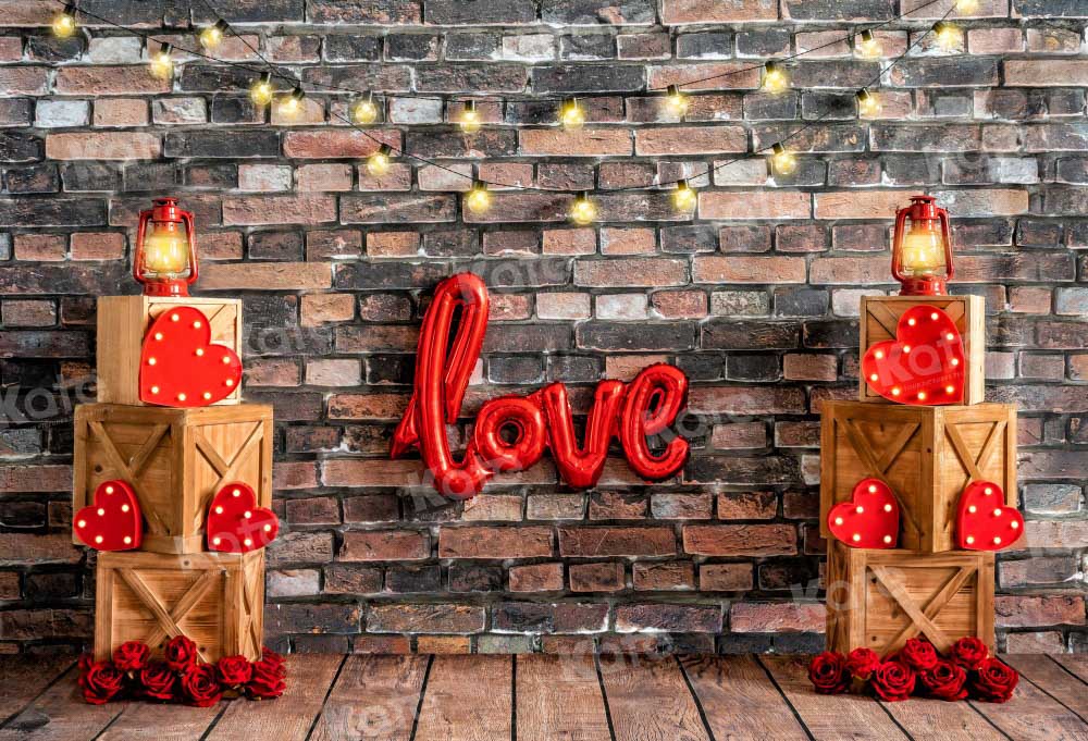 Kate Valentine's Day Old Brick Wall Love Backdrop Designed by Emetselch