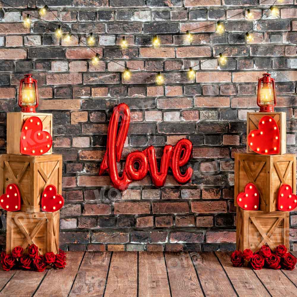 Kate Valentine's Day Old Brick Wall Love Backdrop Designed by Emetselch