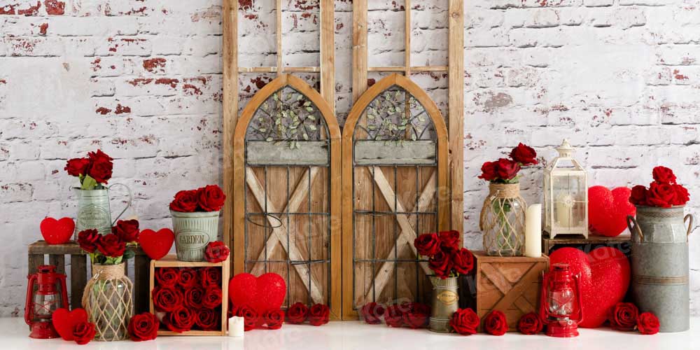 Kate Valentine's Day Retro Wall Rose Garden Backdrop Designed by Emetselch