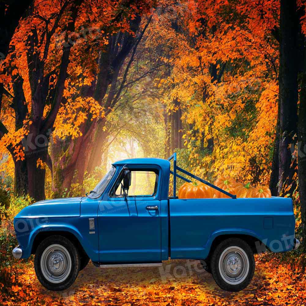 Kate Autumn Forest Pumpkin Truck Backdrop Designed by Chain Photography