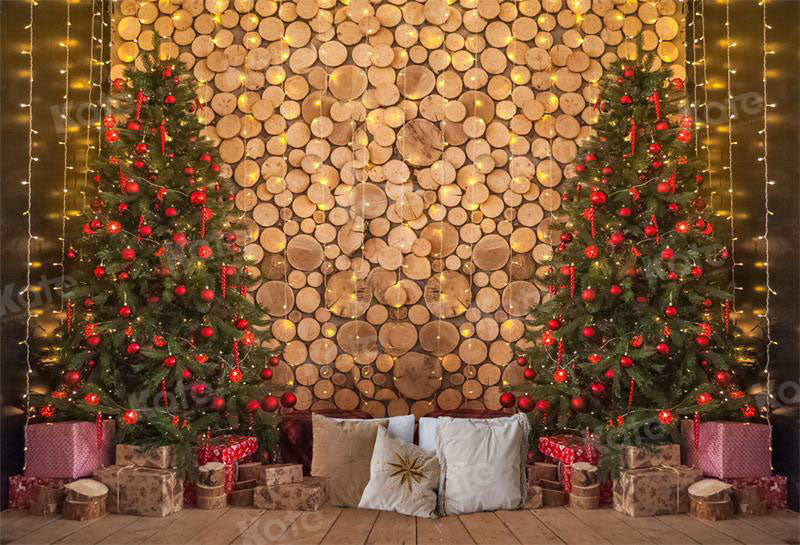 Kate Christmas Wood Trees Pillow Backdrop for Photography