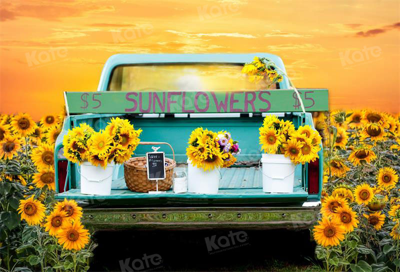 Kate Autumn Backdrop Selling Sunflower Truck Designed by Uta Mueller Photography