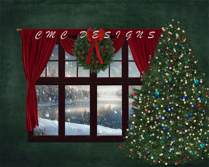 Kate Christmas Fine Art Window One Tree Backdrop Designed by Candice Compton