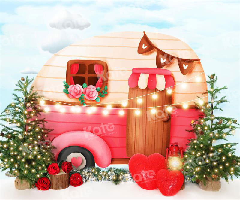 Kate Valentine's Day Lovely Car House Backdrop for Photography