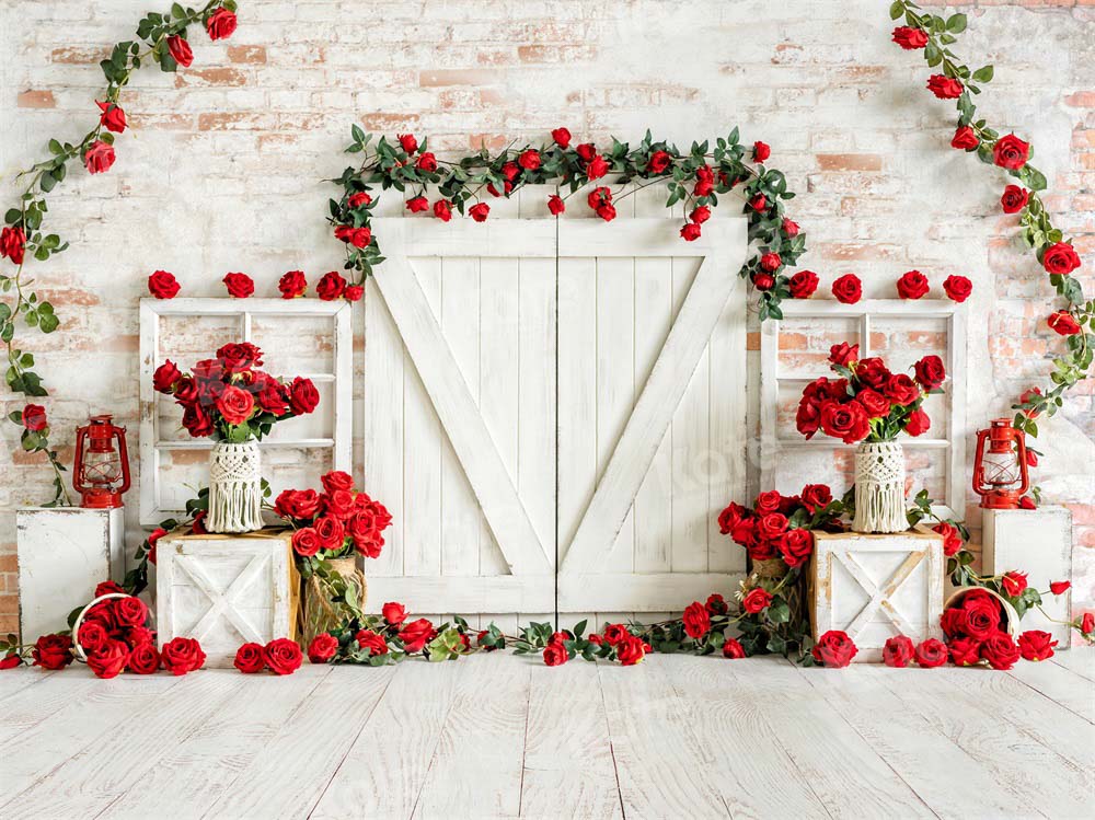 Kate Valentine's Day Barn Door Rose Wall Backdrop Designed by Emetselch