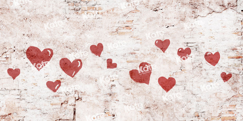 Kate Pet Valentine's Day Love Heart Painted Retro Wall Backdrop Designed by Kate Pet Image