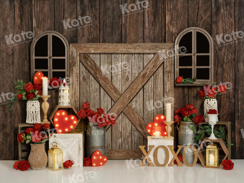 Kate Valentine's Day Spring Indoor Barn Door Backdrop Designed by Emetselch