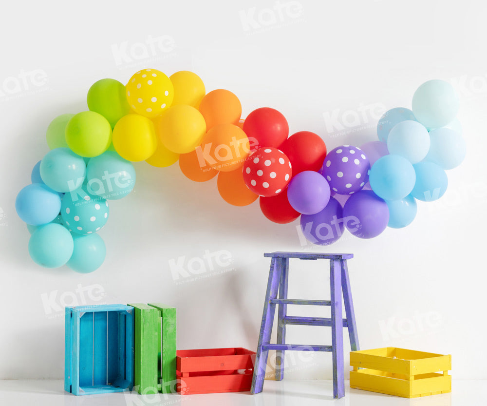 Kate Colorful Balloons Birthday Stair Backdrop Designed by Emetselch