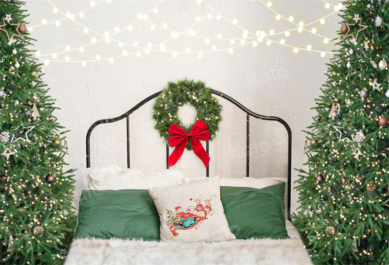 Kate Christmas Headboard Tree Pillows Backdrop for Photography