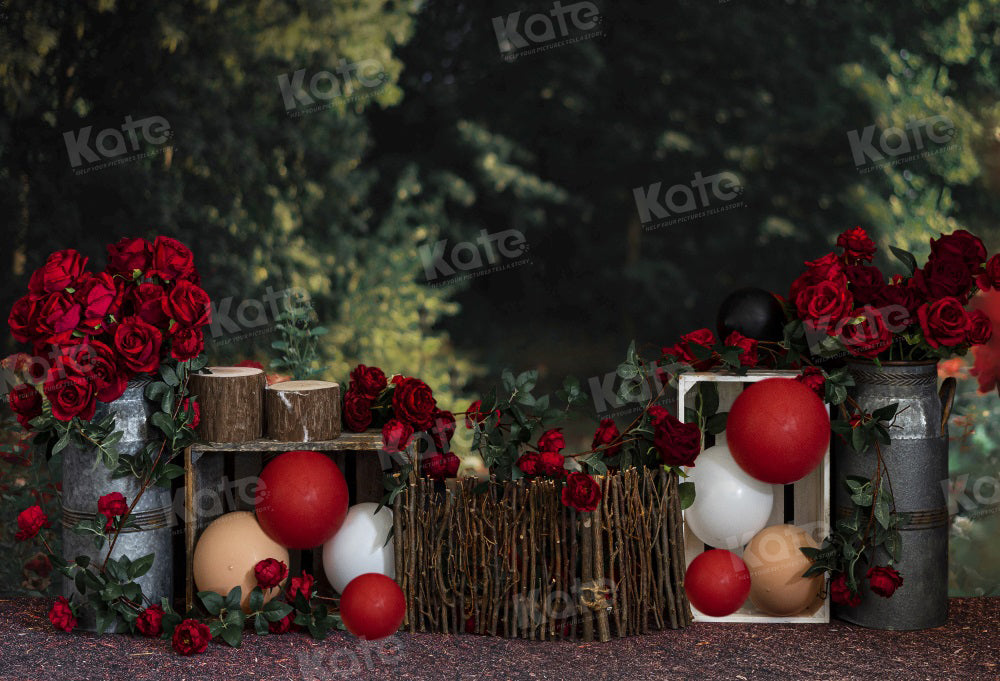 Kate Valentine's Day Vintage Rose Garden Backdrop for Photography