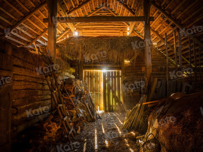 Rustic Barn Interior Vintage Backdrop