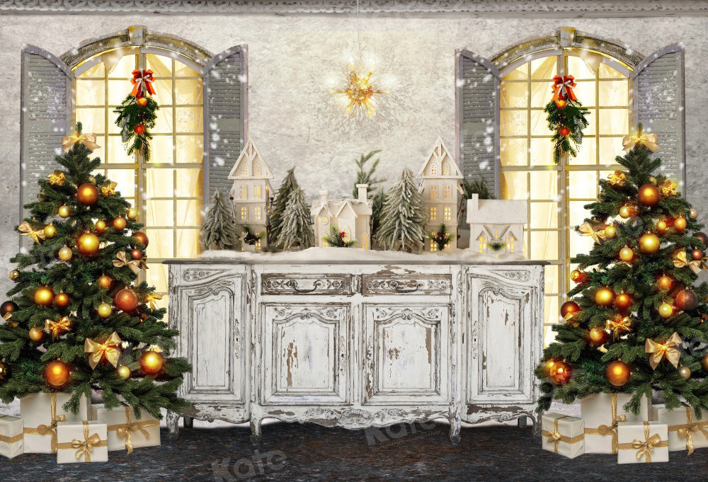 Kate Christmas Retro Cupboard Miniature Town Backdrop for Photography