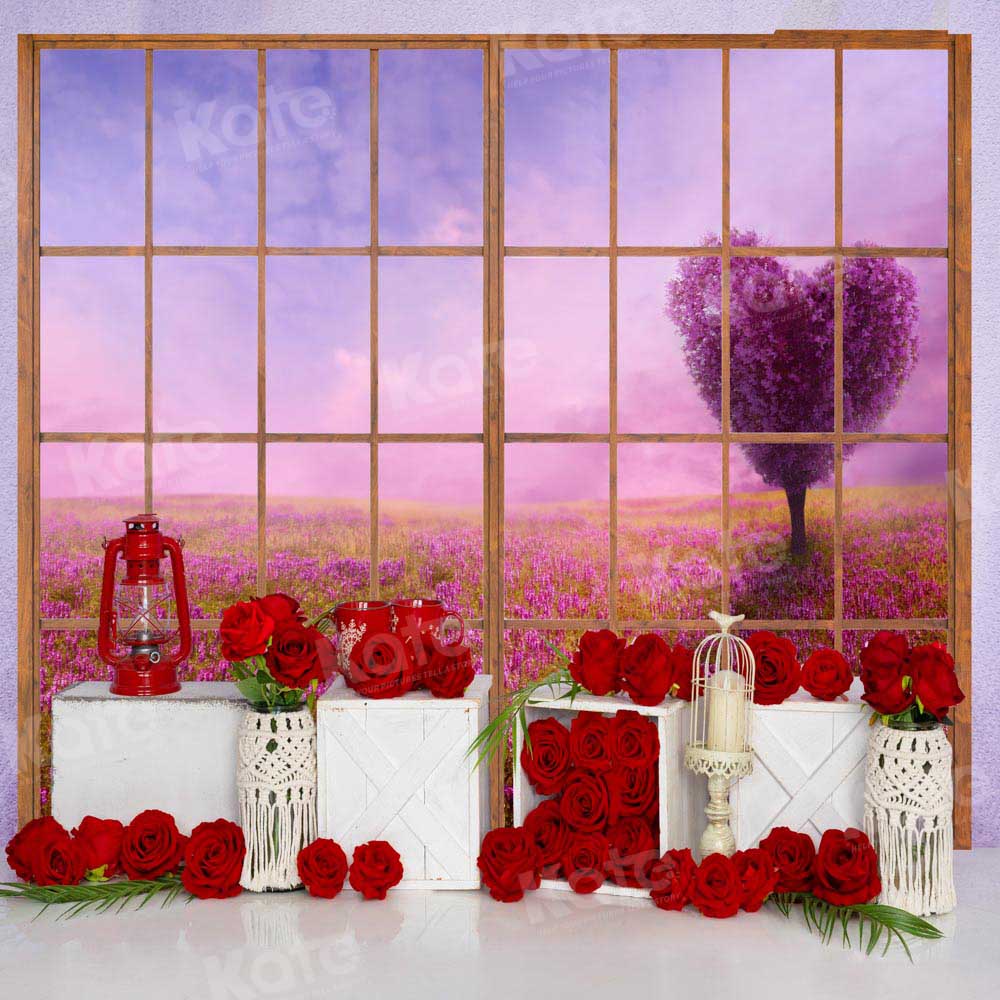Kate Valentine's Day Rose Purple Window Love Tree Backdrop Designed by Emetselch