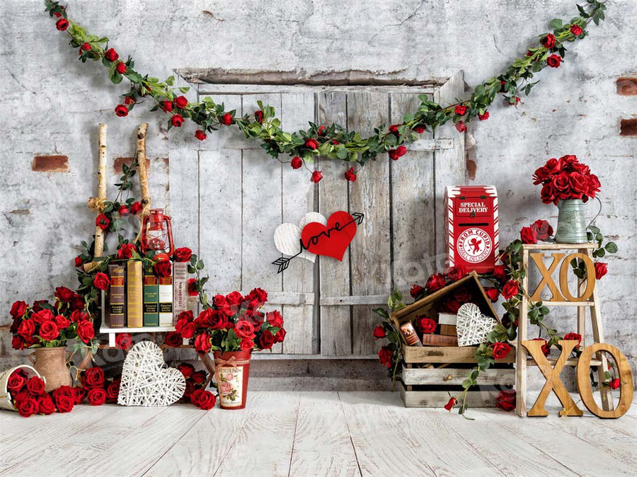 Rustic Romantic Red Rose Backdrop