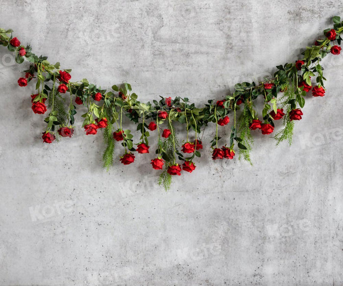 Elegant Hanging Red Rose Garland Backdrop