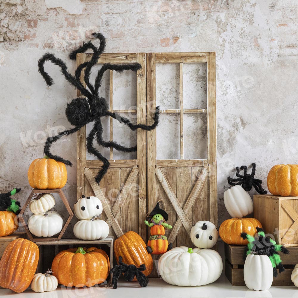 Kate Halloween Pumpkins Spider Backdrop Designed by Emetselch