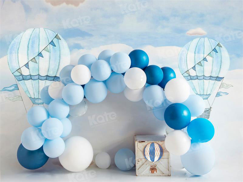 Kate Hot Air Blue Balloon Arch Cake Smash Backdrop for Photography