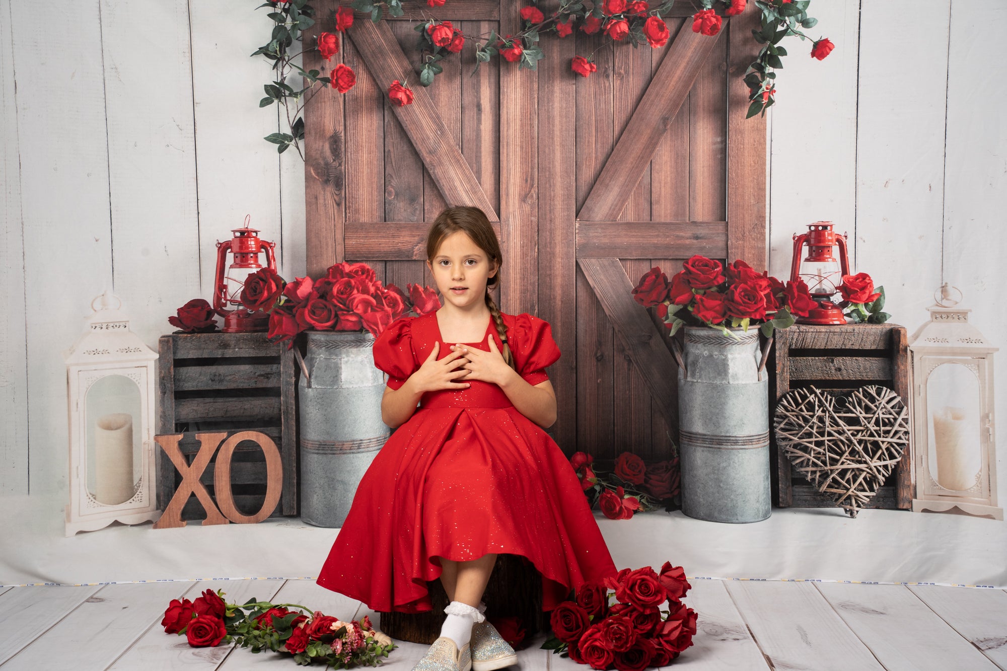 Kate Valentine's Day Barn Door Rose Backdrop for Photography