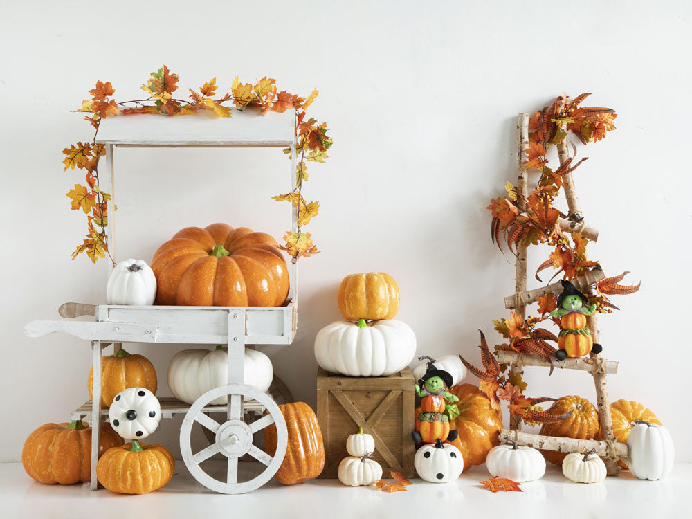 Kate Autumn Pumpkins Cart Backdrop Designed by Emetselch