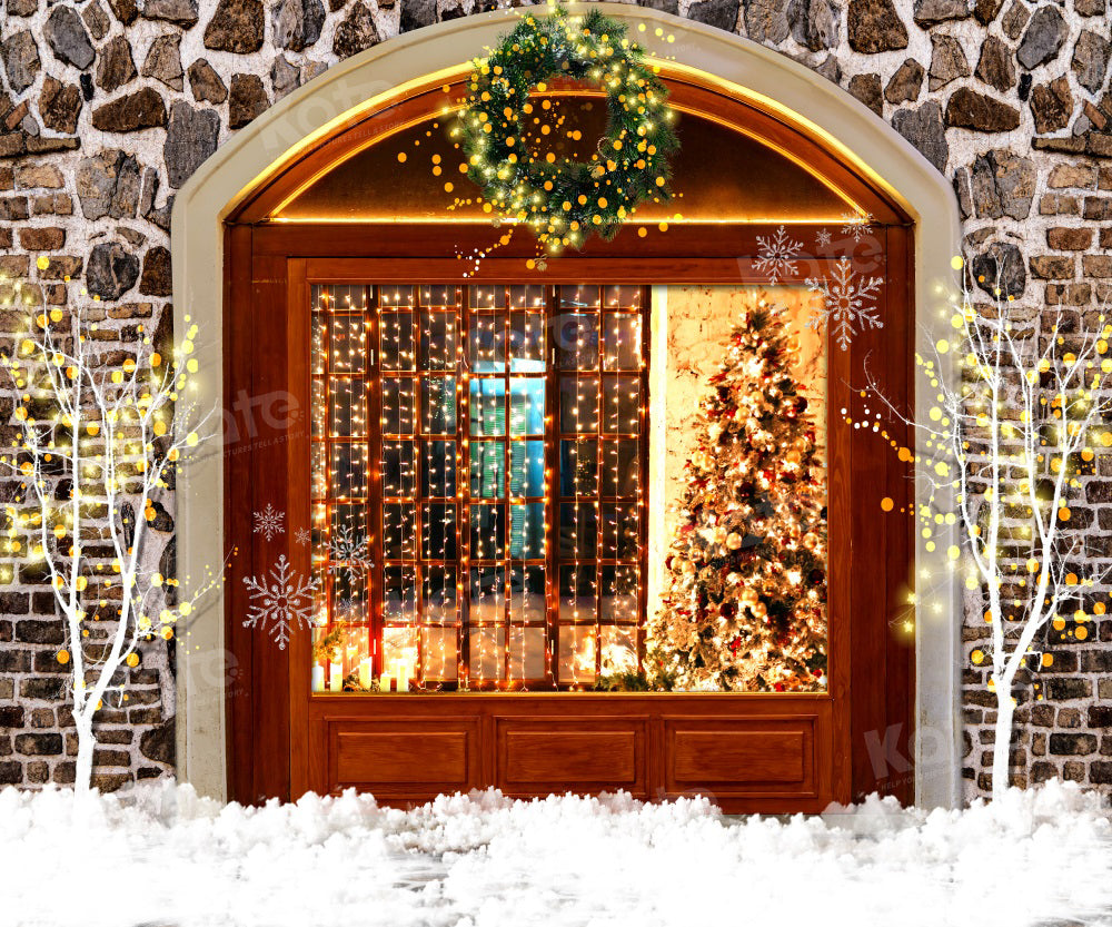 Kate Christmas Warm House Brick Wall Backdrop for Photography