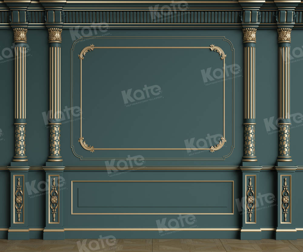 Kate Retro Interior Green Vintage Wall Golden Backdrop Designed by Kate Image