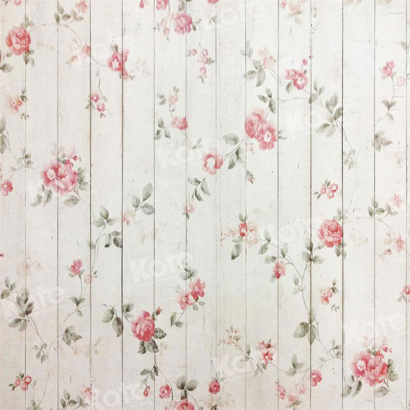 Fondo de madera pintado con flores para fotografía