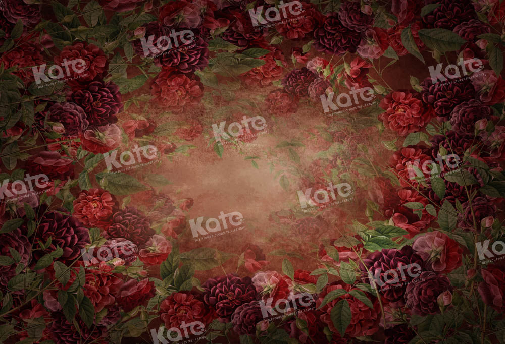 Vintage Crimson Floral Photography Backdrop