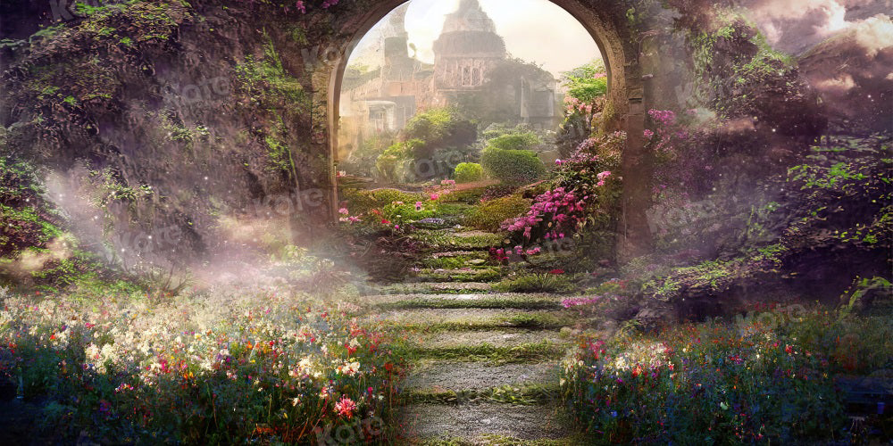 Kate Spring Magic Flower Garden Castle Backdrop for Photography