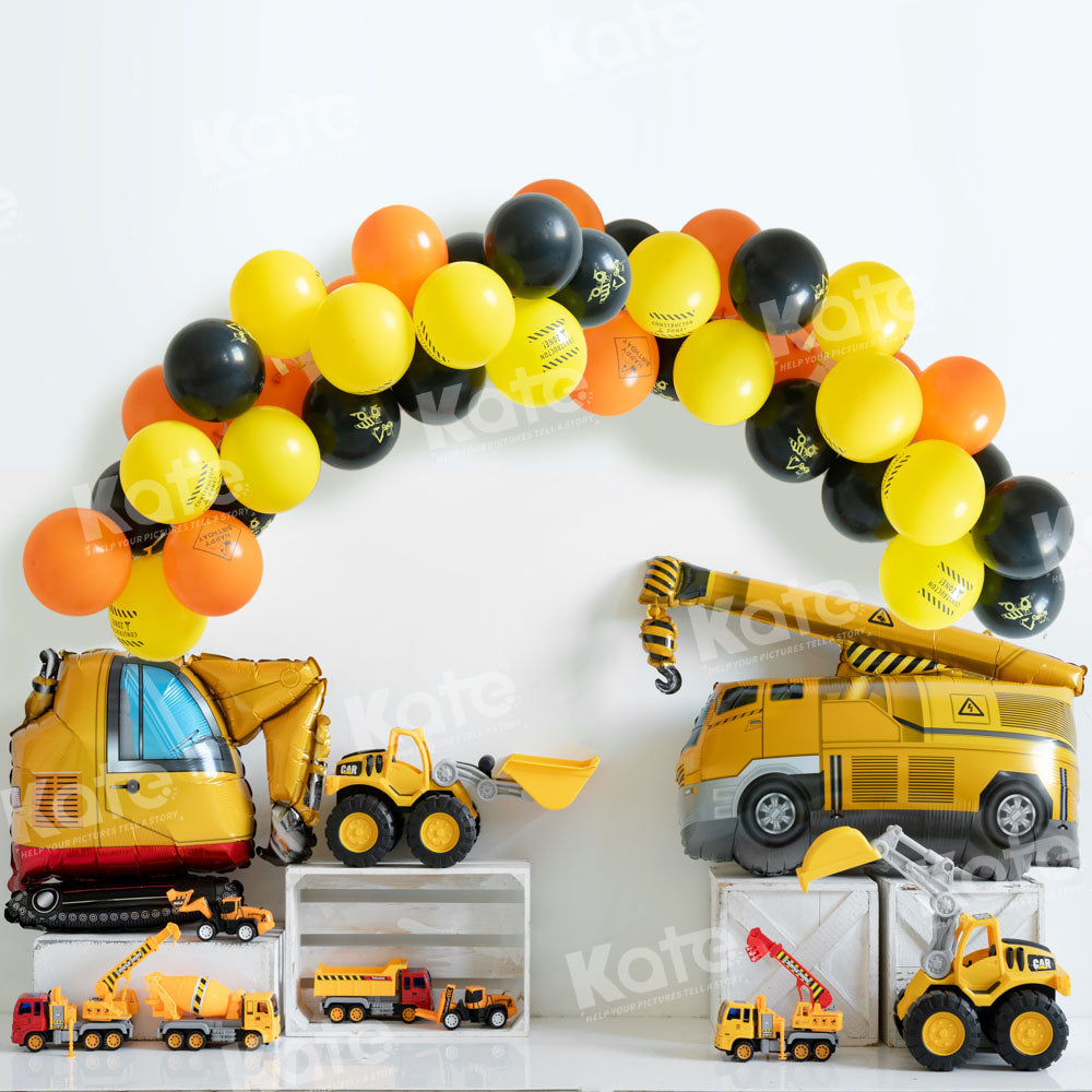 Kate Excavator Construction Vehicle Balloons Boy Backdrop Designed by Emetselch
