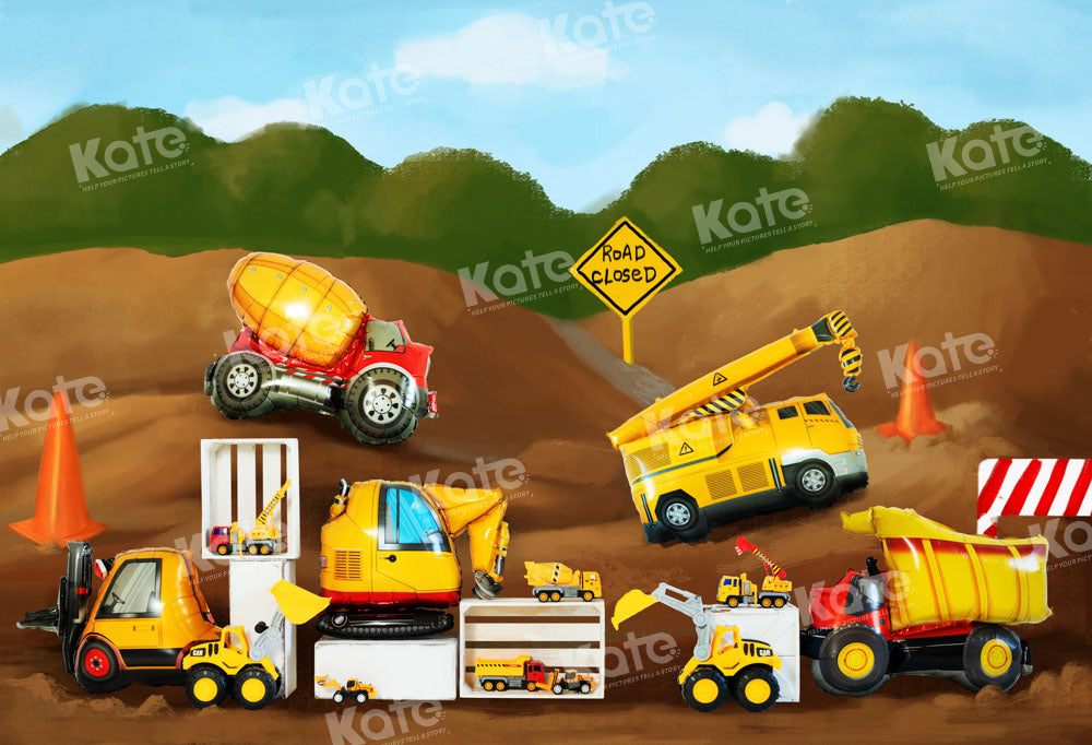 Kate Toy Excavator Construction Vehicle Boy Backdrop Designed by Emetselch