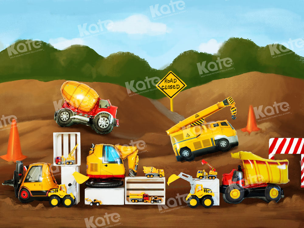 Kate Toy Excavator Construction Vehicle Boy Backdrop Designed by Emetselch