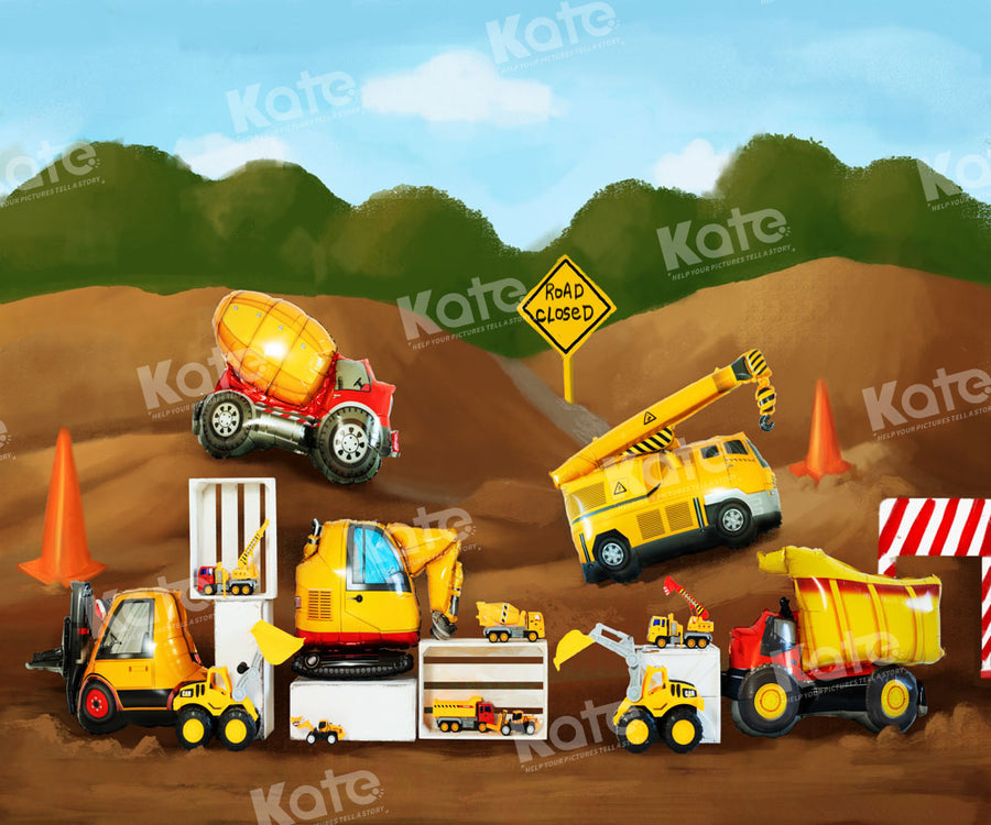Construction Site Playful Kids Backdrop