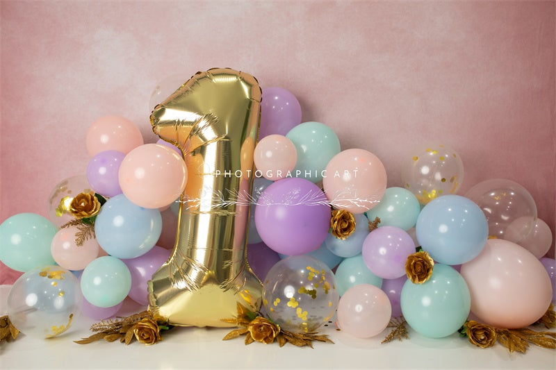 Kate Balloon One Birthday Backdrop for Photography Designed by Jenna Onyia