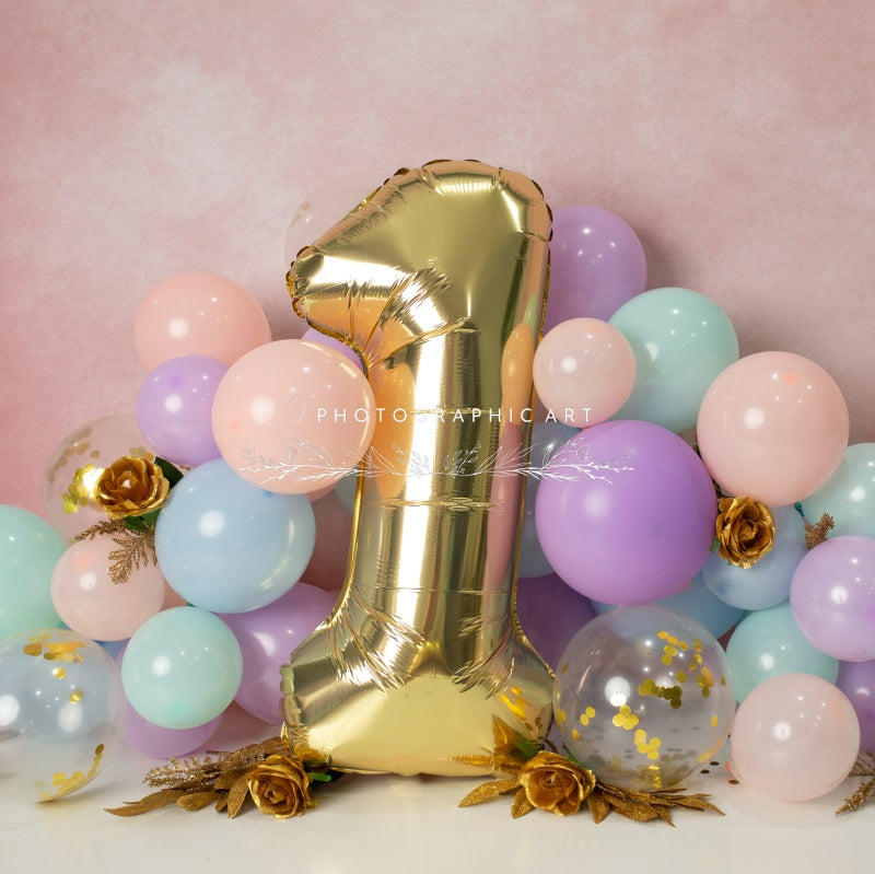Kate Balloon One Birthday Backdrop for Photography Designed by Jenna Onyia