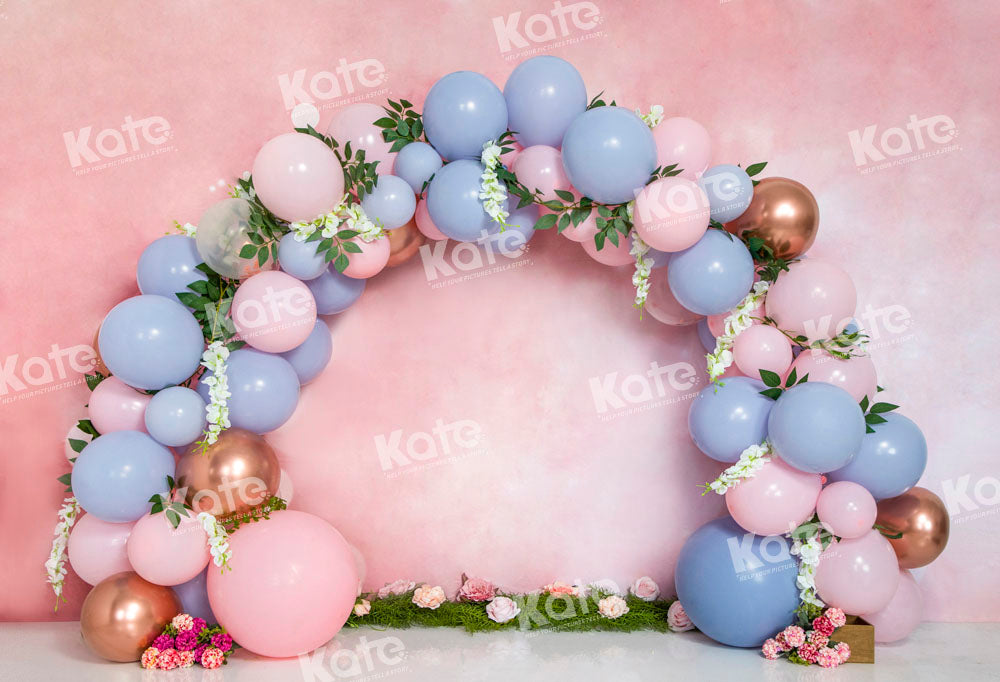 Kate Cake Smash Arch Floral Balloons Backdrop Designed by Emetselch