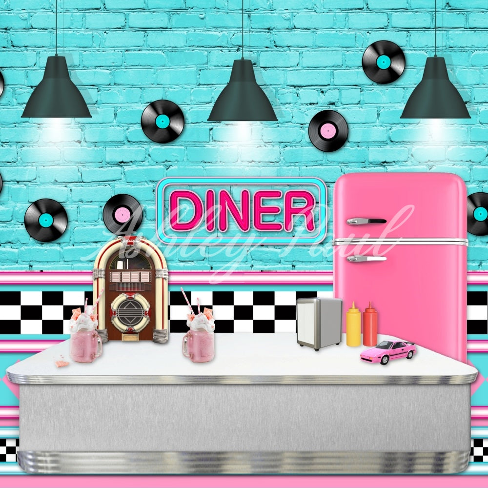 Kate Blue Diner Backdrop Designed by Ashley Paul