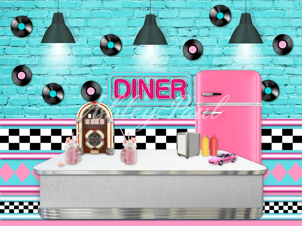 Kate Blue Diner Backdrop Designed by Ashley Paul