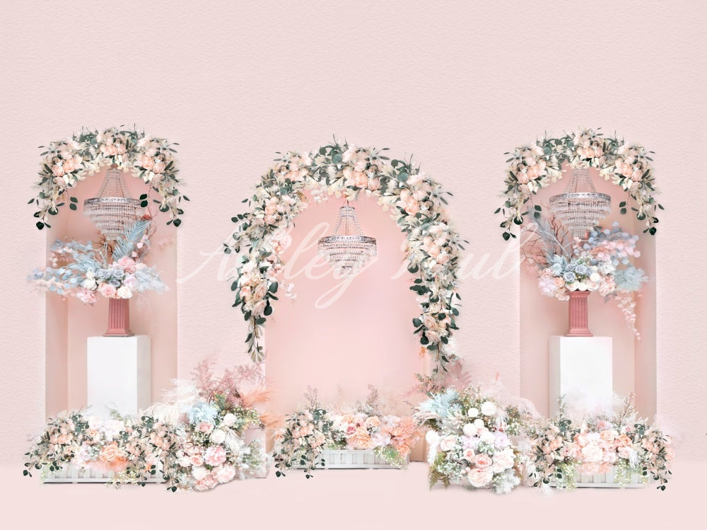 Kate Floral Pink Elegant Wall Backdrop Designed by Ashley Paul