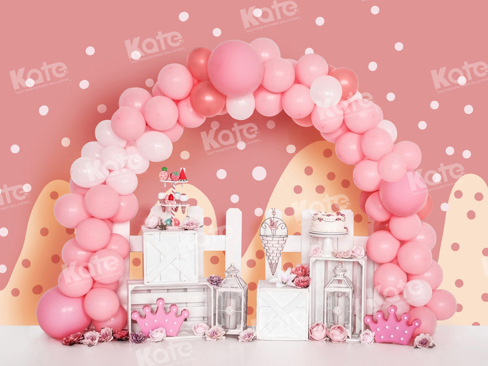 Kate Pink Birthday Balloons Cake Backdrop Designed by Emetselch