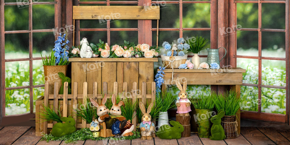 Kate Spring Easter Bunny Window Backdrop Designed by Emetselch