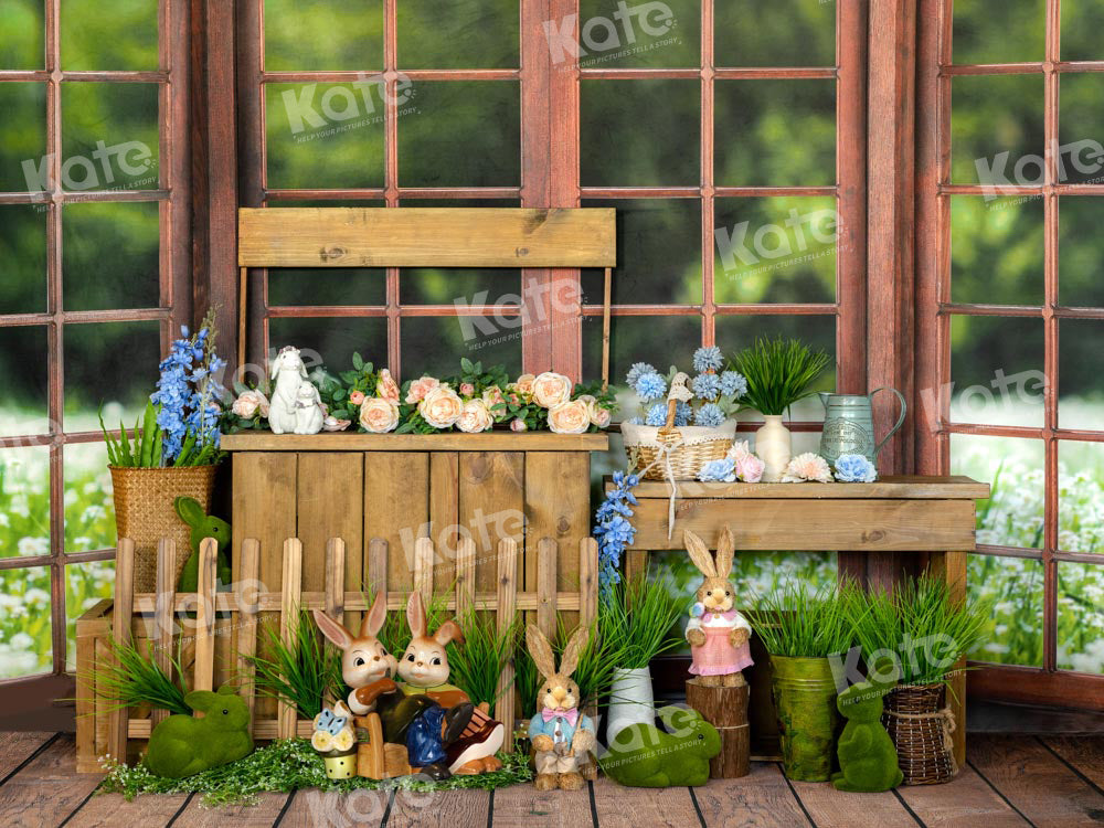 Kate Spring Easter Bunny Window Backdrop Designed by Emetselch