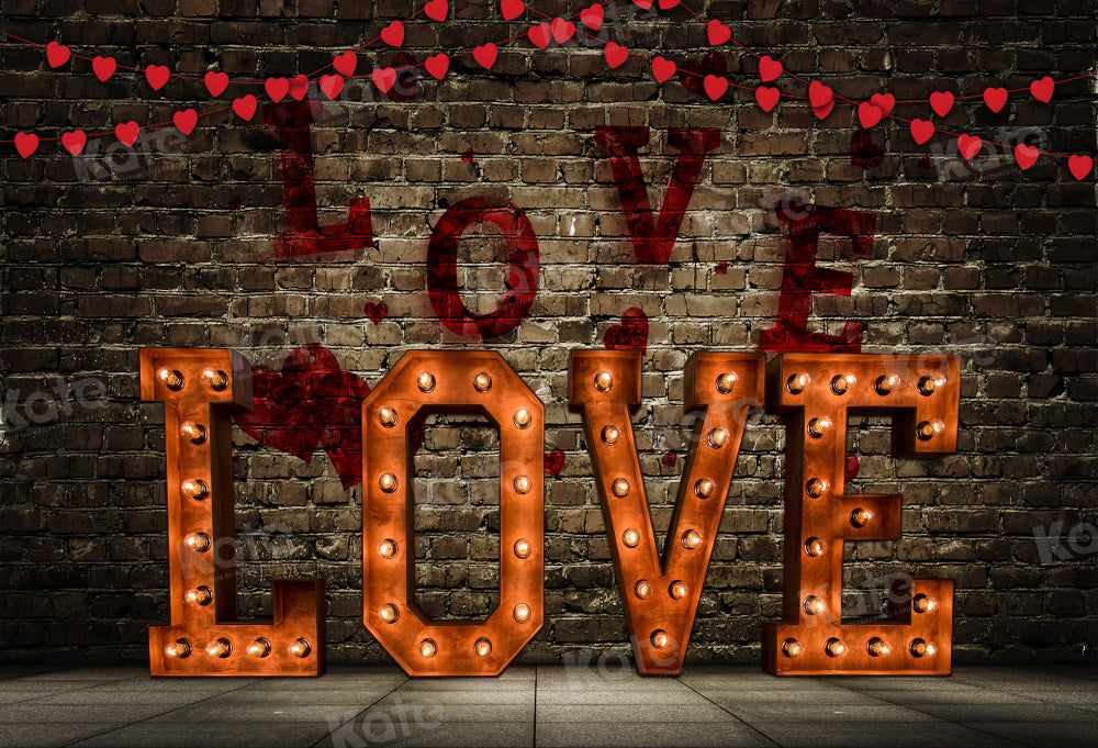 Kate Valentine's Day Light Love Wall Backdrop for Photography