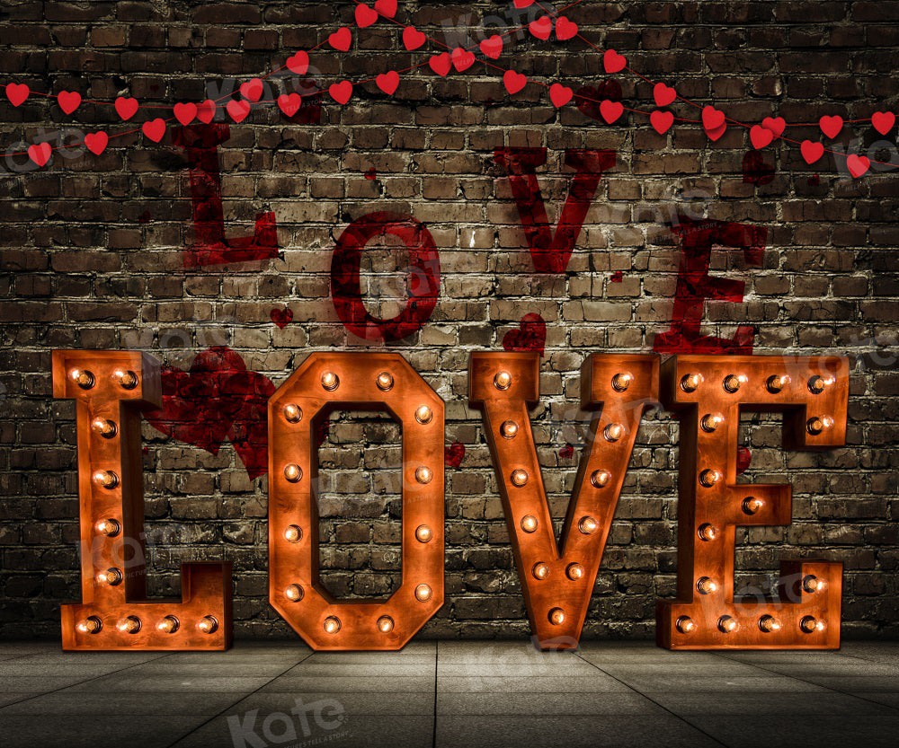 Kate Valentine's Day Light Love Wall Backdrop for Photography