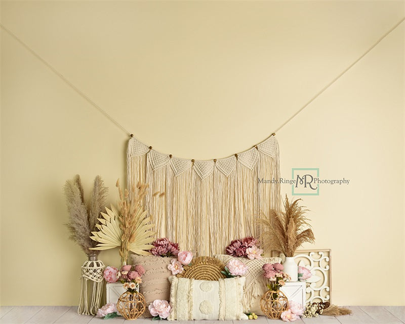 Kate Floral Boho Macrame Backdrop Designed by Mandy Ringe Photography
