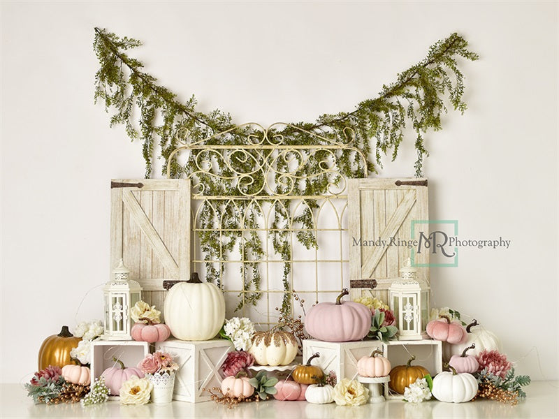 Kate Garden Gate Pumpkins Backdrop Designed by Mandy Ringe Photography