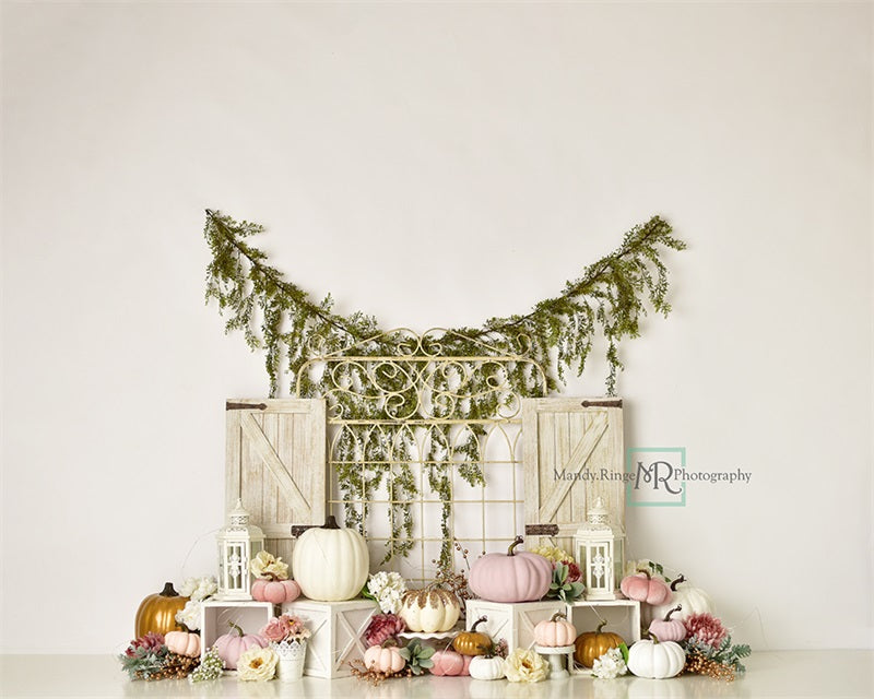 Kate Garden Gate Pumpkins Backdrop Designed by Mandy Ringe Photography