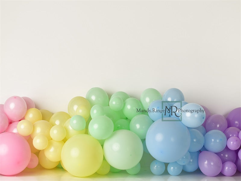 Kate Pastel Rainbow Floor Balloon Backdrop Designed by Mandy Ringe Photography
