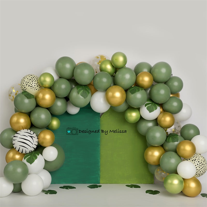 Kate Jungle Greens Balloons Backdrop Designed by Melissa King