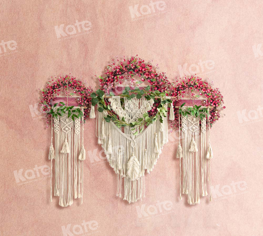 Kate Spring Boho Tapestry Pink Wall Backdrop Designed by Chain Photography