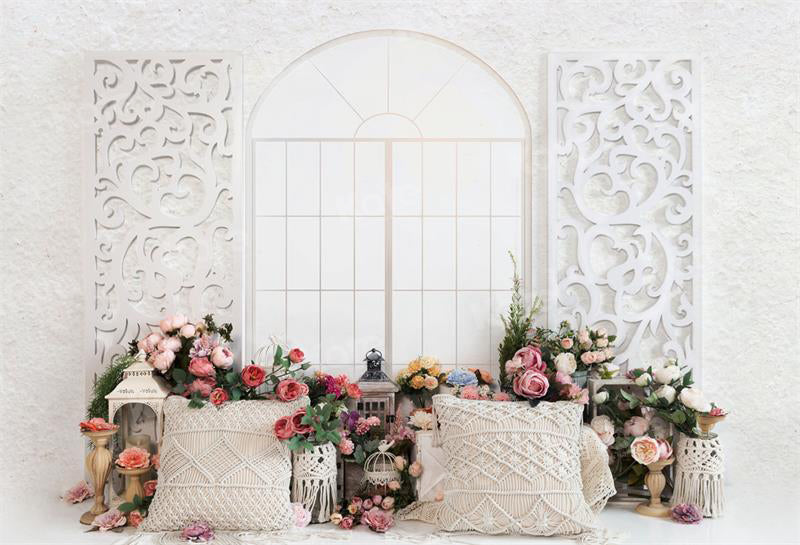 Kate Spring Floral Boho Window Pillows Backdrop for Photography